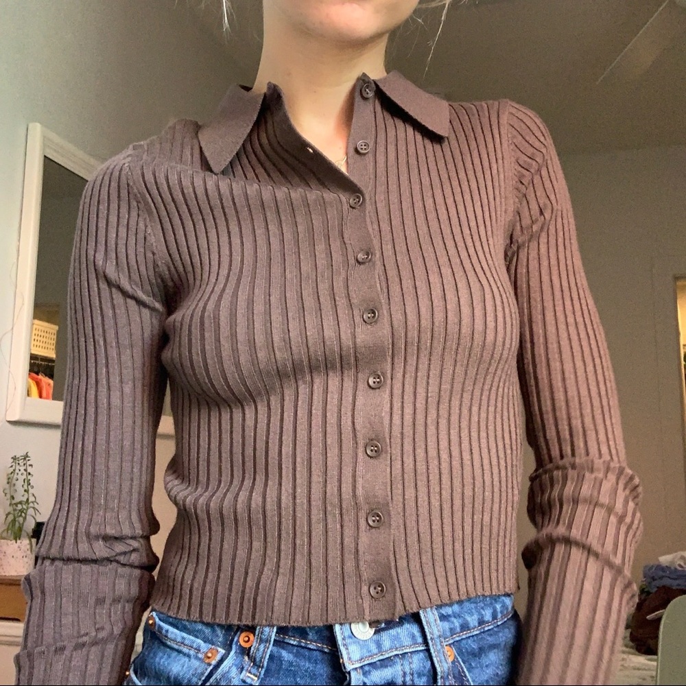 Brown collared long sleeve